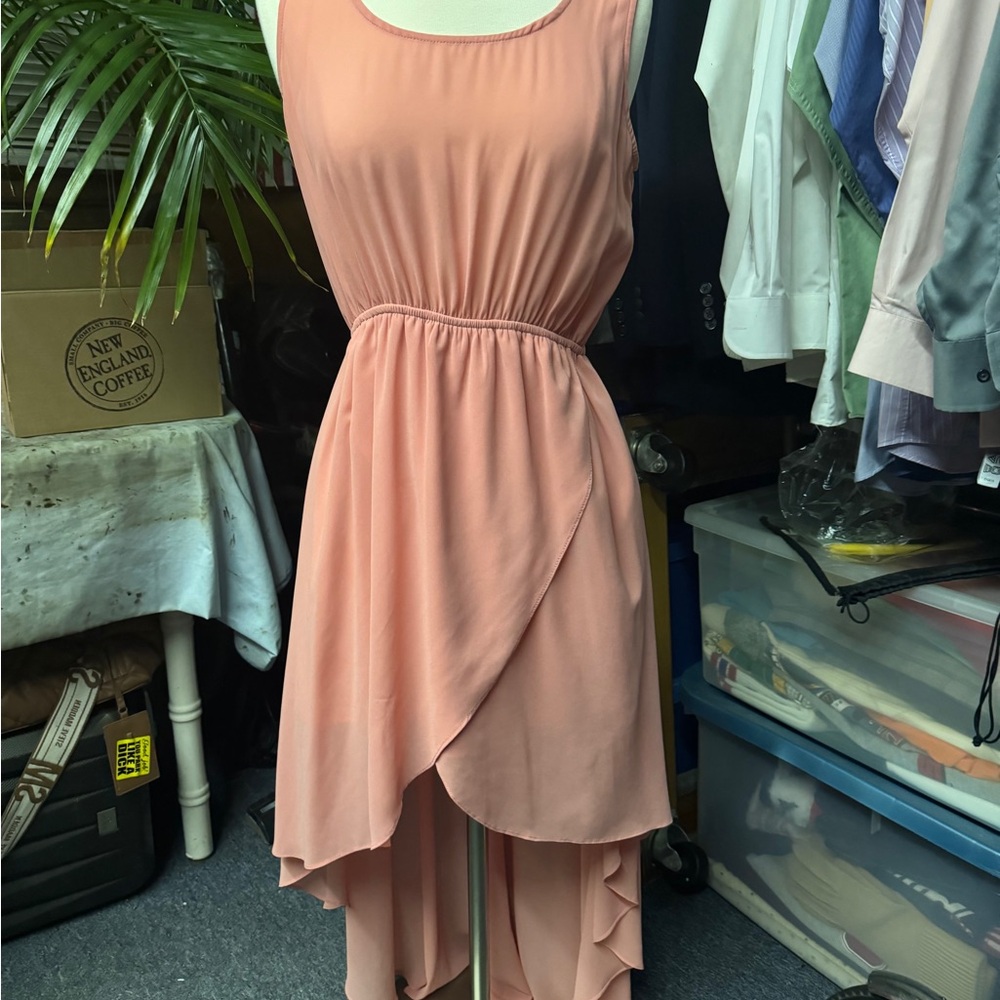 Sleeveless Peach High-Low Dress